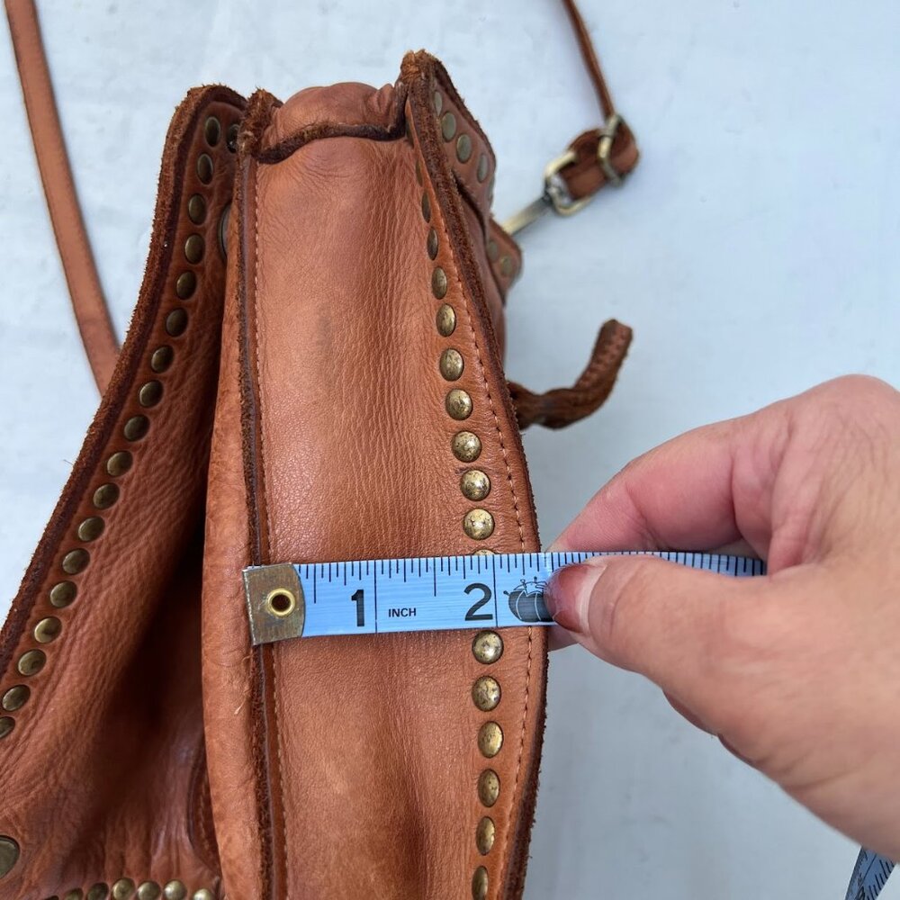 Sundance Brown Leather Studded Crossbody Bag - Picture 8 of 13